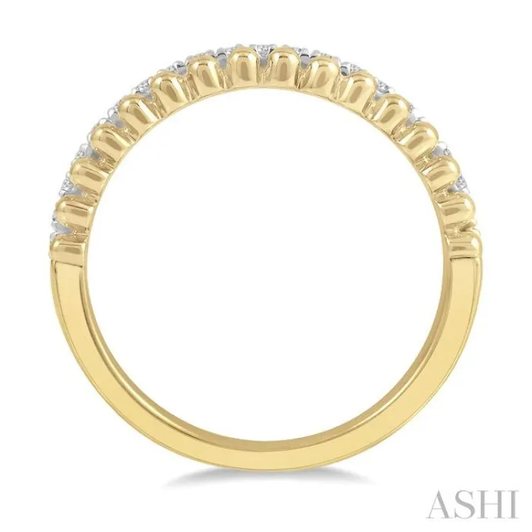1/5 Ctw Ball Bead and Round Cut Diamond Wedding Band in 14K Yellow Gold