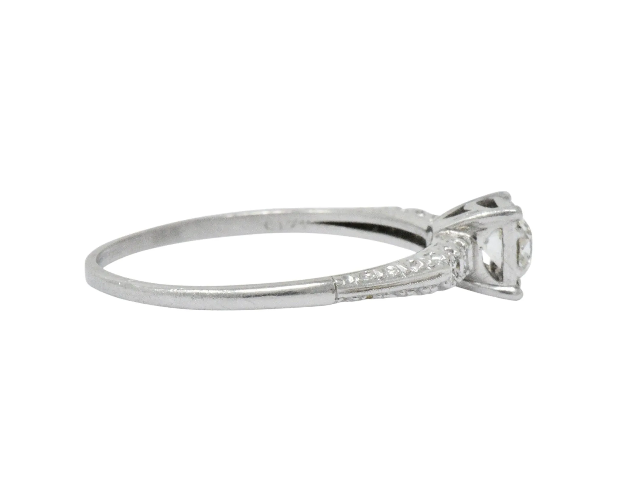 1940's Retro 0.53 CTW Diamond Platinum Fishtail Engagement Ring