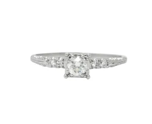 1940's Retro 0.53 CTW Diamond Platinum Fishtail Engagement Ring