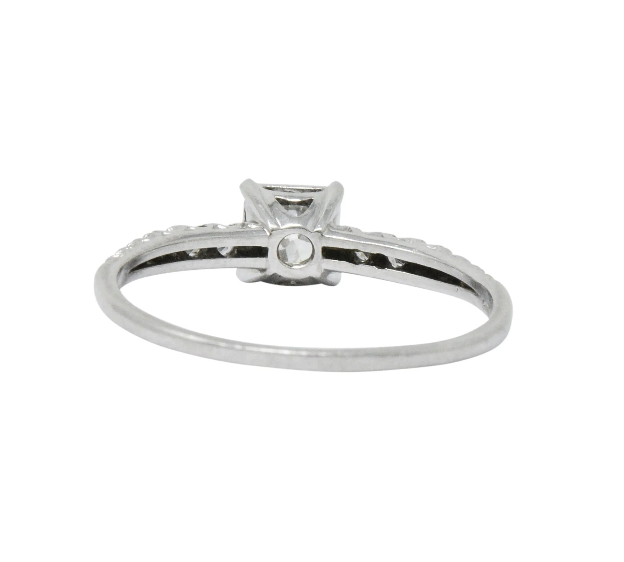 1940's Retro 0.53 CTW Diamond Platinum Fishtail Engagement Ring