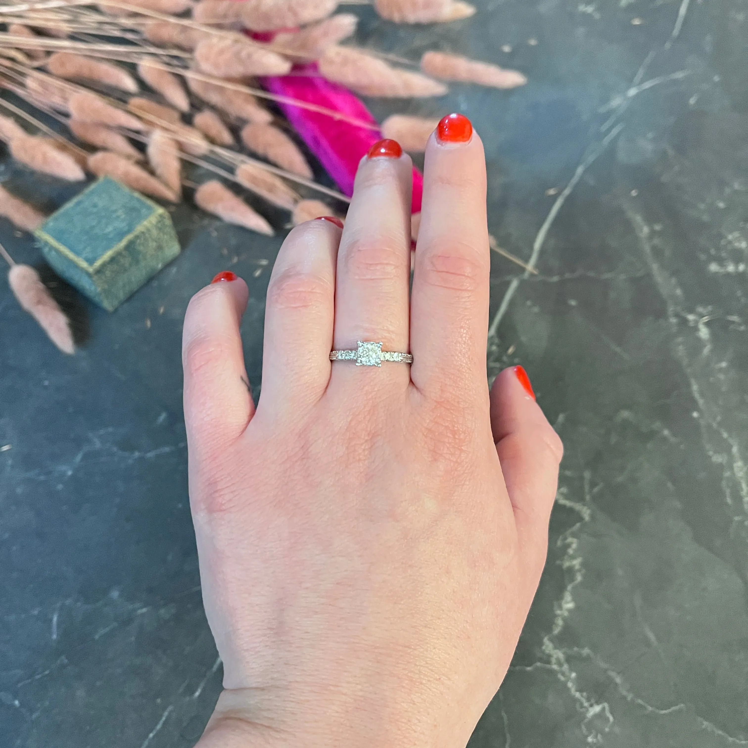 1940's Retro 0.53 CTW Diamond Platinum Fishtail Engagement Ring