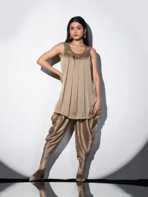 2 Piece Set | Peanut Please Box Pleat Top with Glass patch and Dhoti Pants
