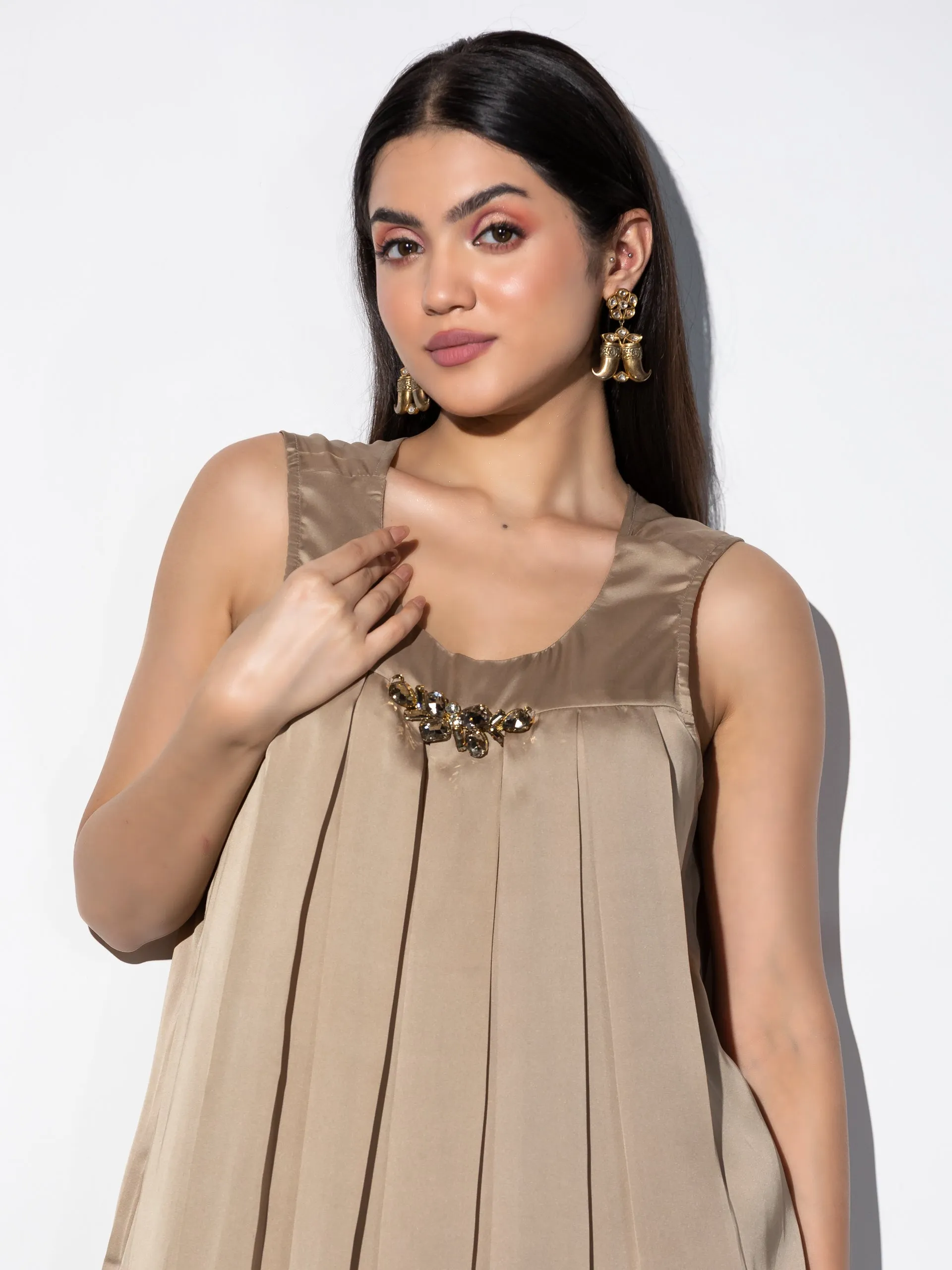 2 Piece Set | Peanut Please Box Pleat Top with Glass patch and Dhoti Pants