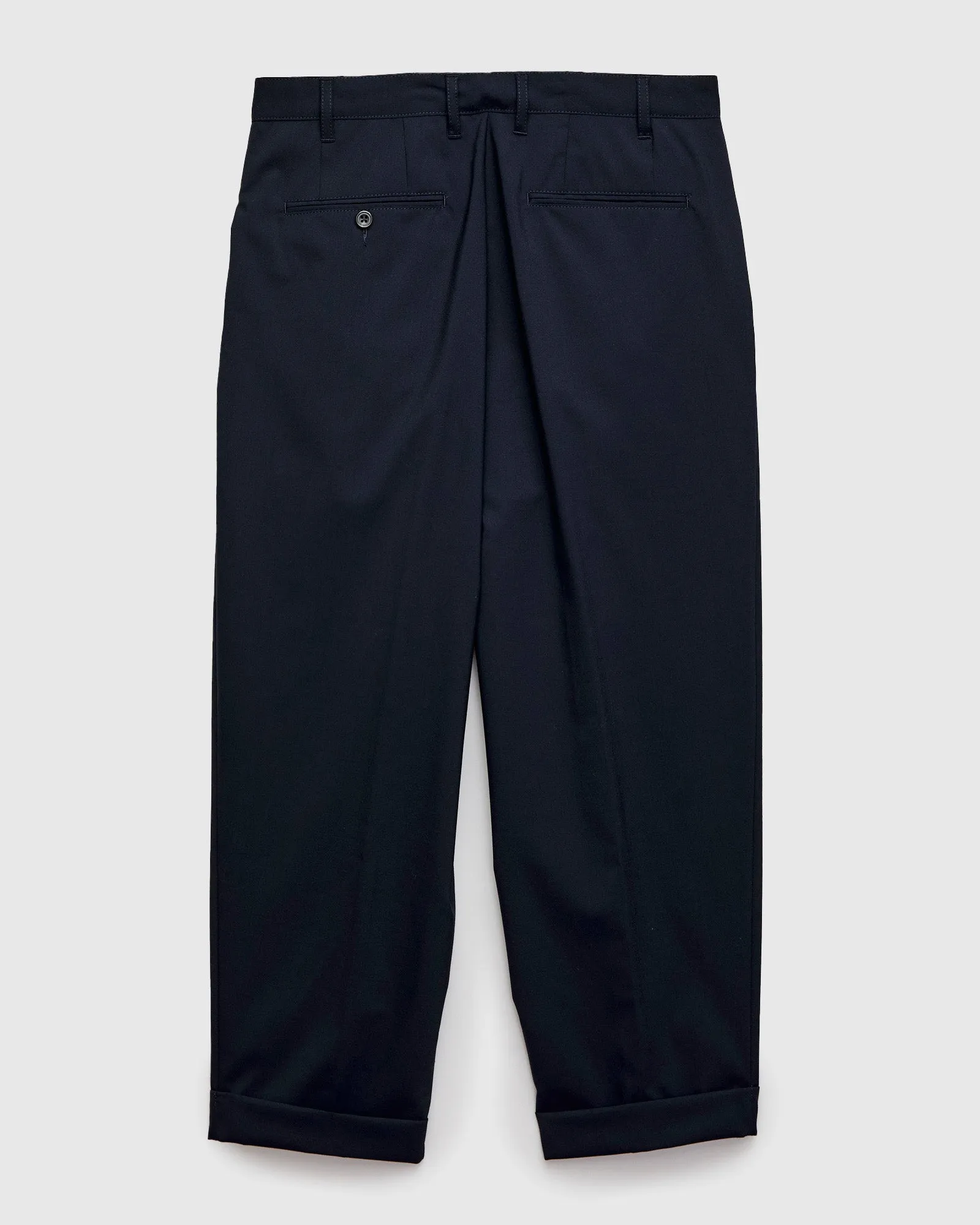 2-Pleat Tropical Wool Trousers in Dark Navy