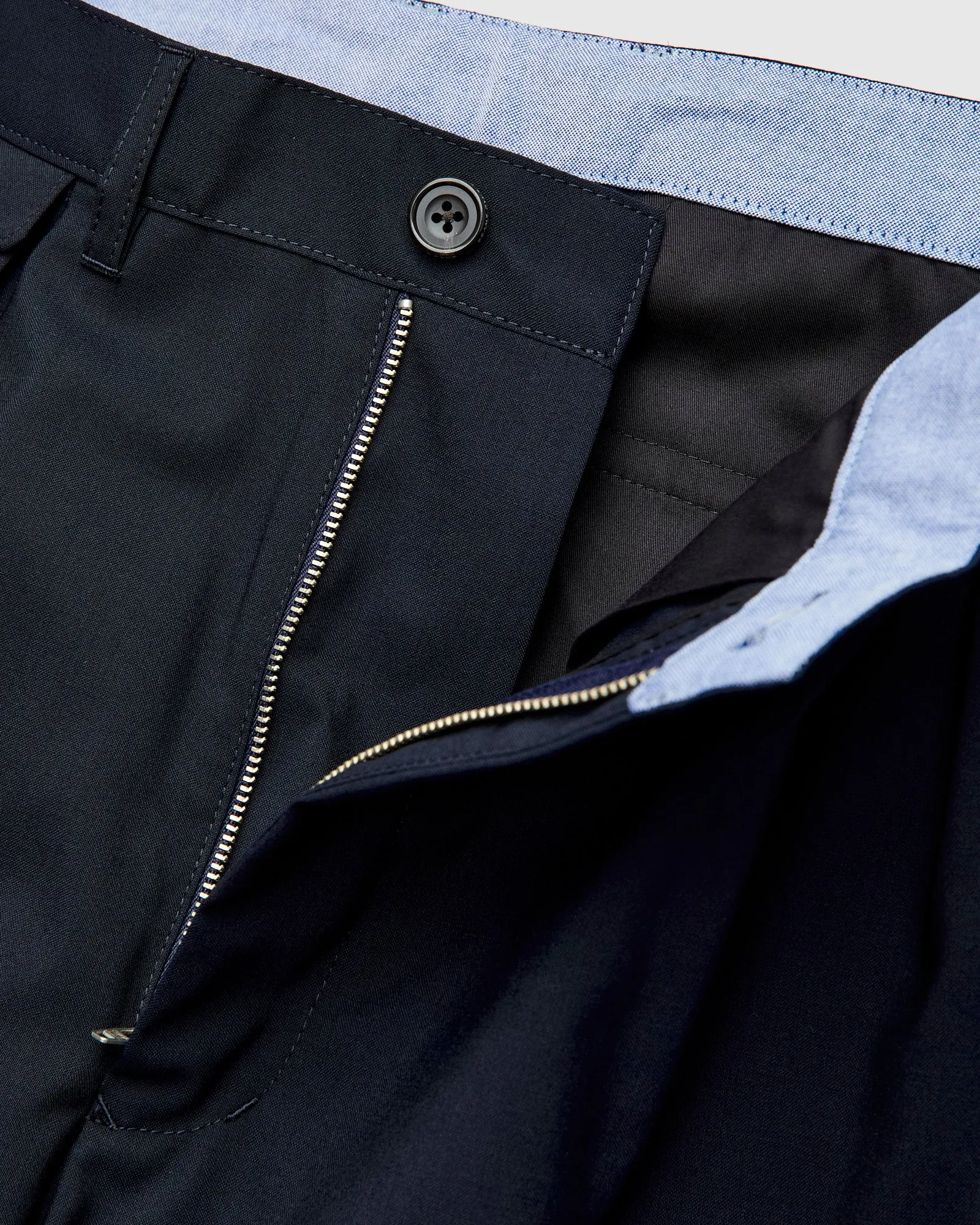 2-Pleat Tropical Wool Trousers in Dark Navy