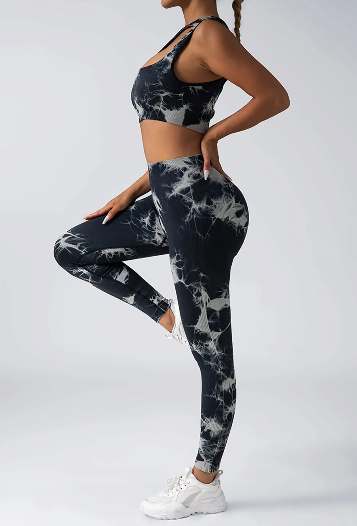 3 Pack Women Seamless Yoga Pants Tie Dye Leggings