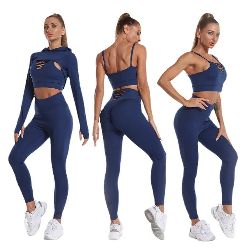 3pcs 3 Pack Women's Gradient Butterfly High-Waist Butt-Lifting Leggings | Seamless Yoga Pants | Scrunch Elastic Tights