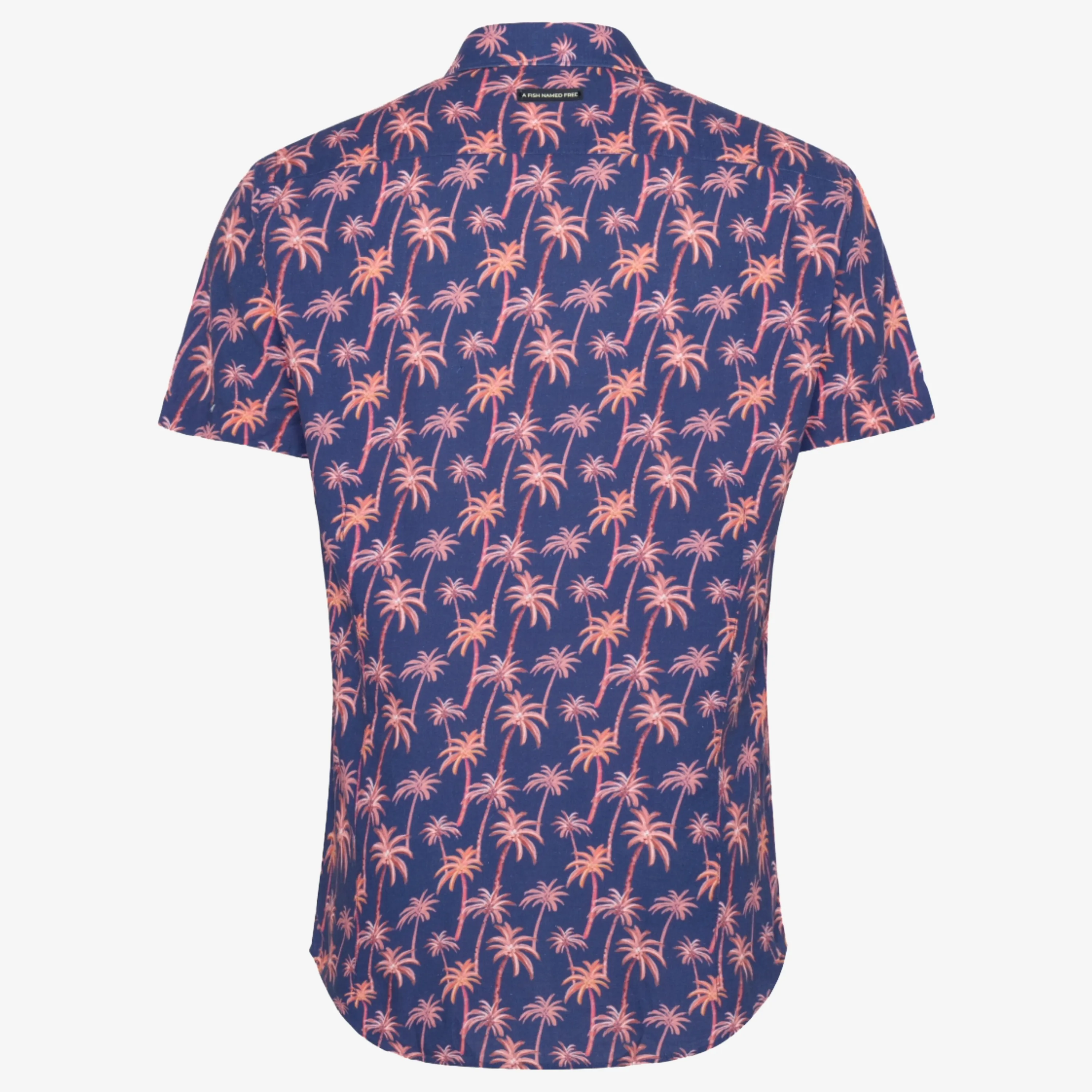 A Fish Named Fred Palm Trees Short Sleeve Shirt - Cobalt Blue