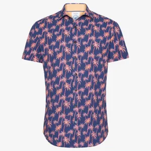 A Fish Named Fred Palm Trees Short Sleeve Shirt - Cobalt Blue