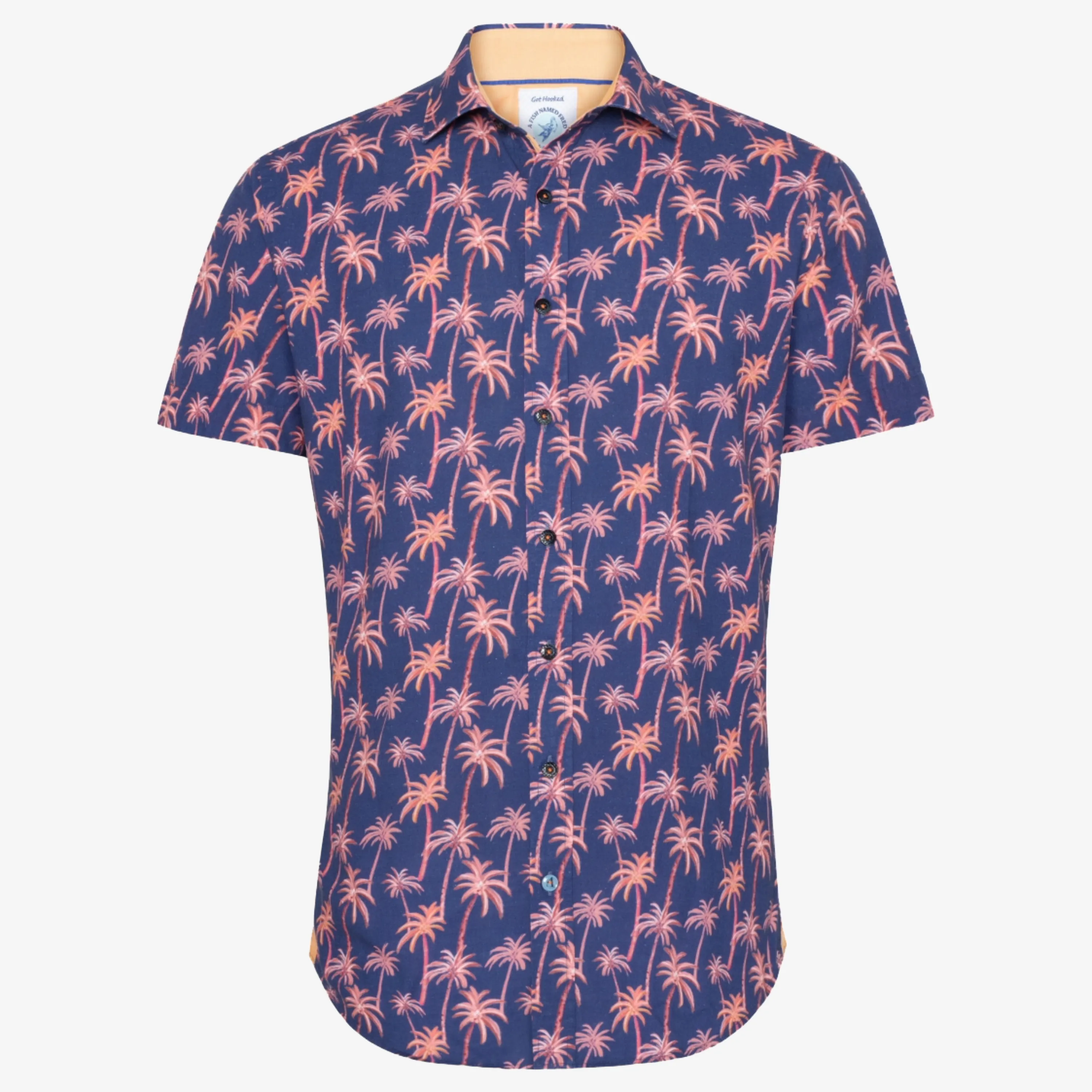 A Fish Named Fred Palm Trees Short Sleeve Shirt - Cobalt Blue