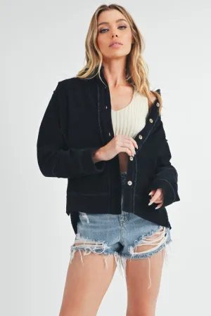 Aemi   Co Side Slit Exposed Seam Button Up Corduroy Jacket
