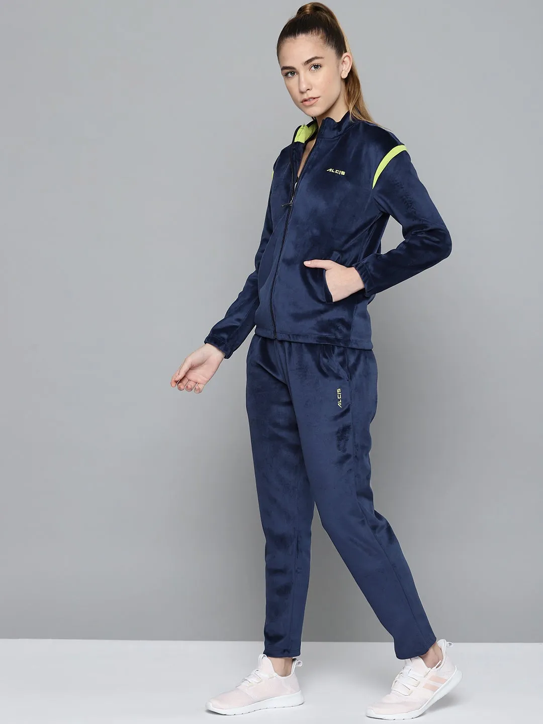 Alcis Women Solid Blue Track Suit