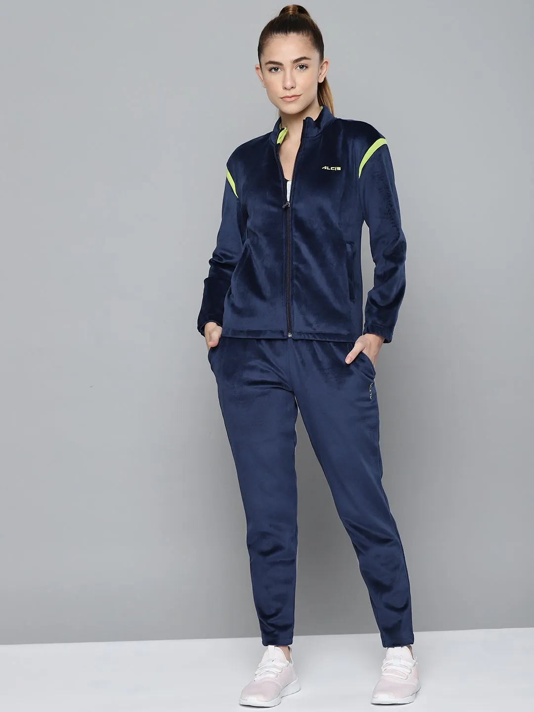 Alcis Women Solid Blue Track Suit