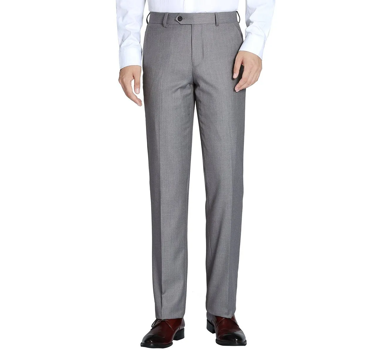 Alessandro Vitello by Renoir Grey Regular Fit Flat Front Wool Suit Pant 508-5