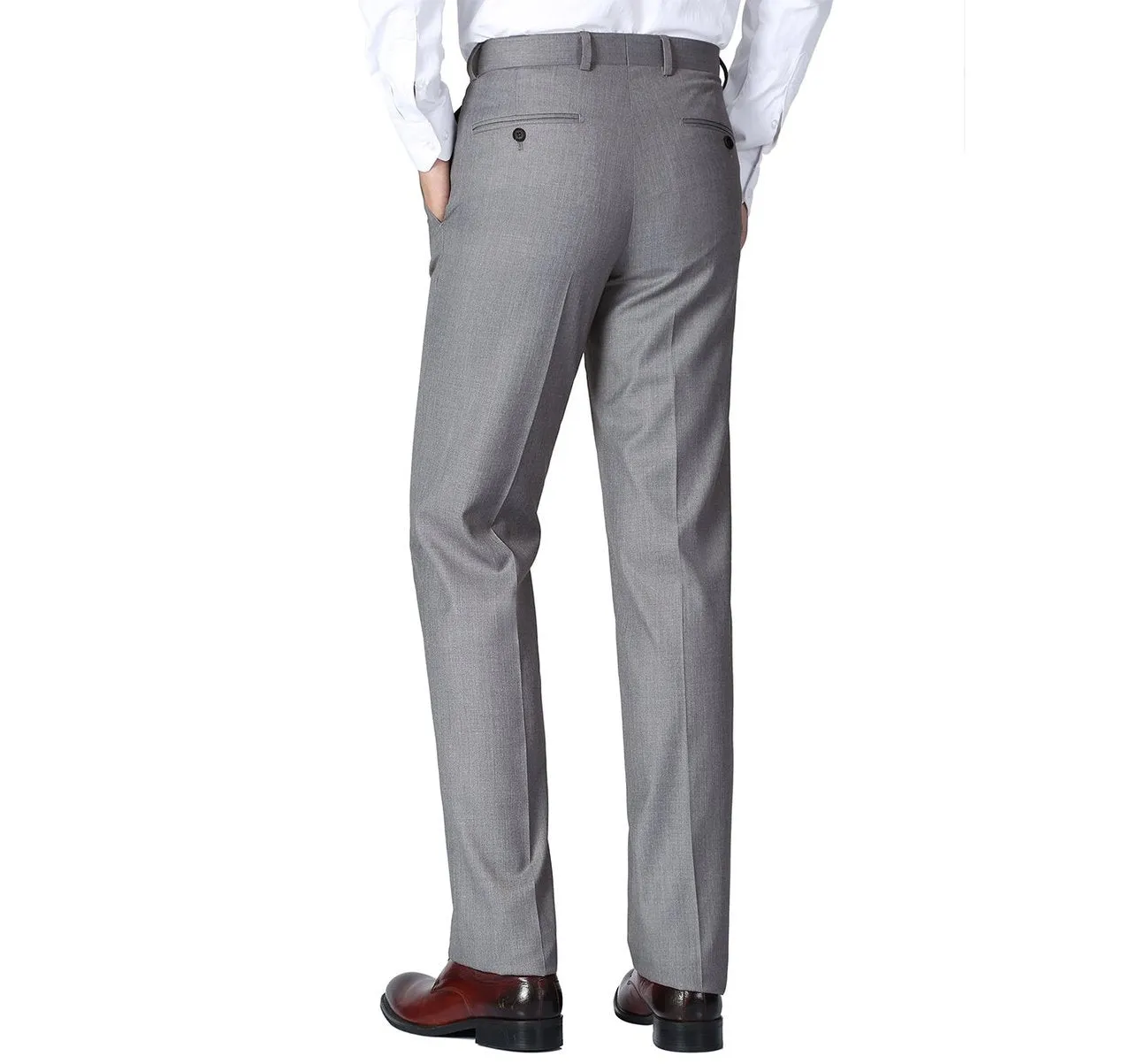 Alessandro Vitello by Renoir Grey Regular Fit Flat Front Wool Suit Pant 508-5