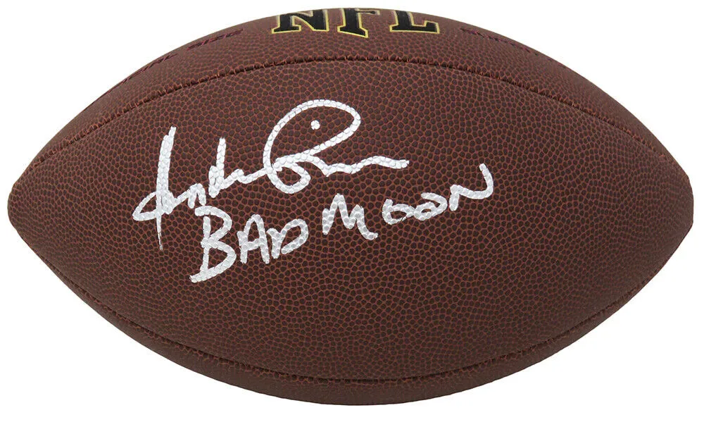Andre Rison Signed Wilson Super Grip Full-Size Football w/Bad Moon -SCHWARTZ COA