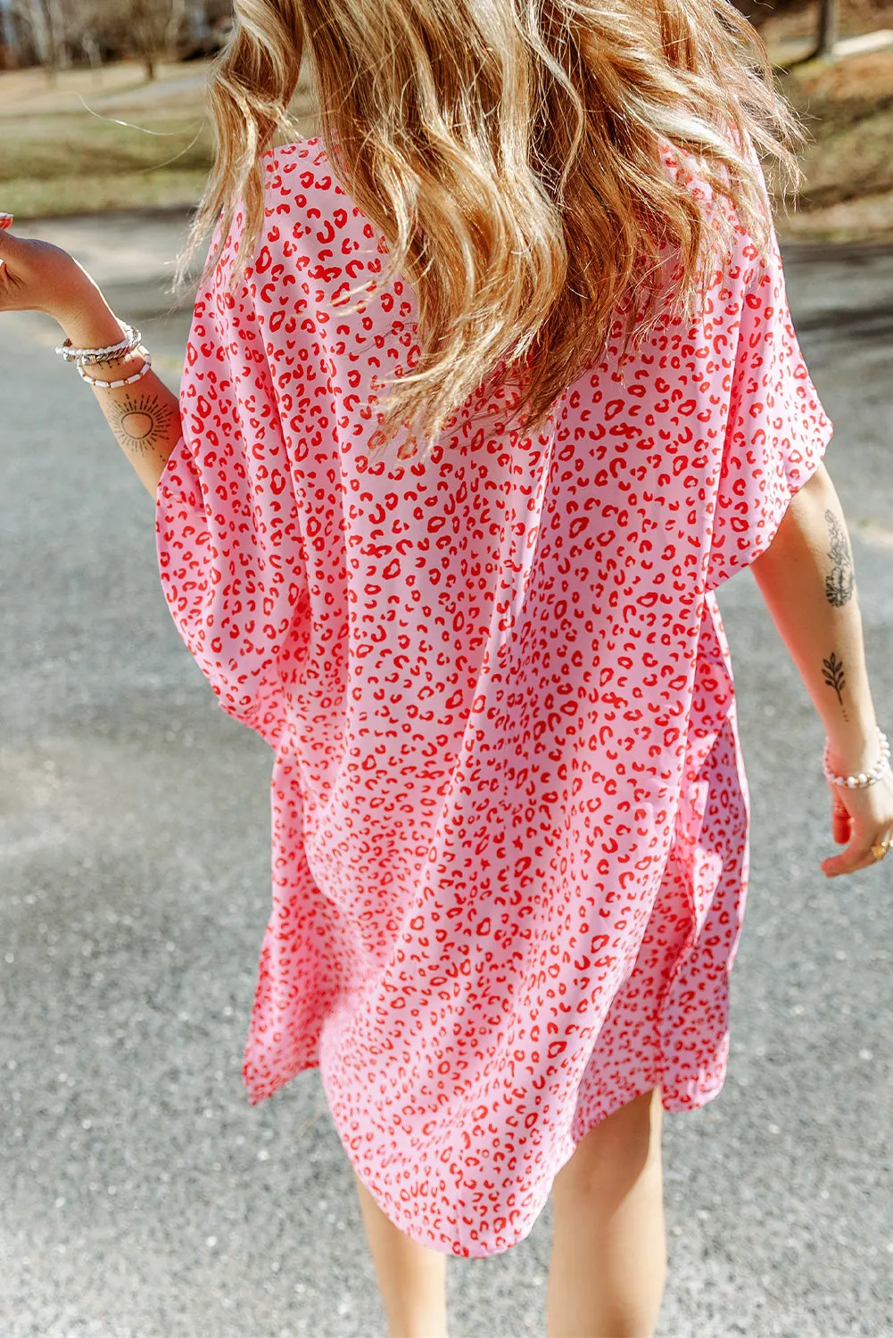 Animal Print Half Sleeve Shift Dress