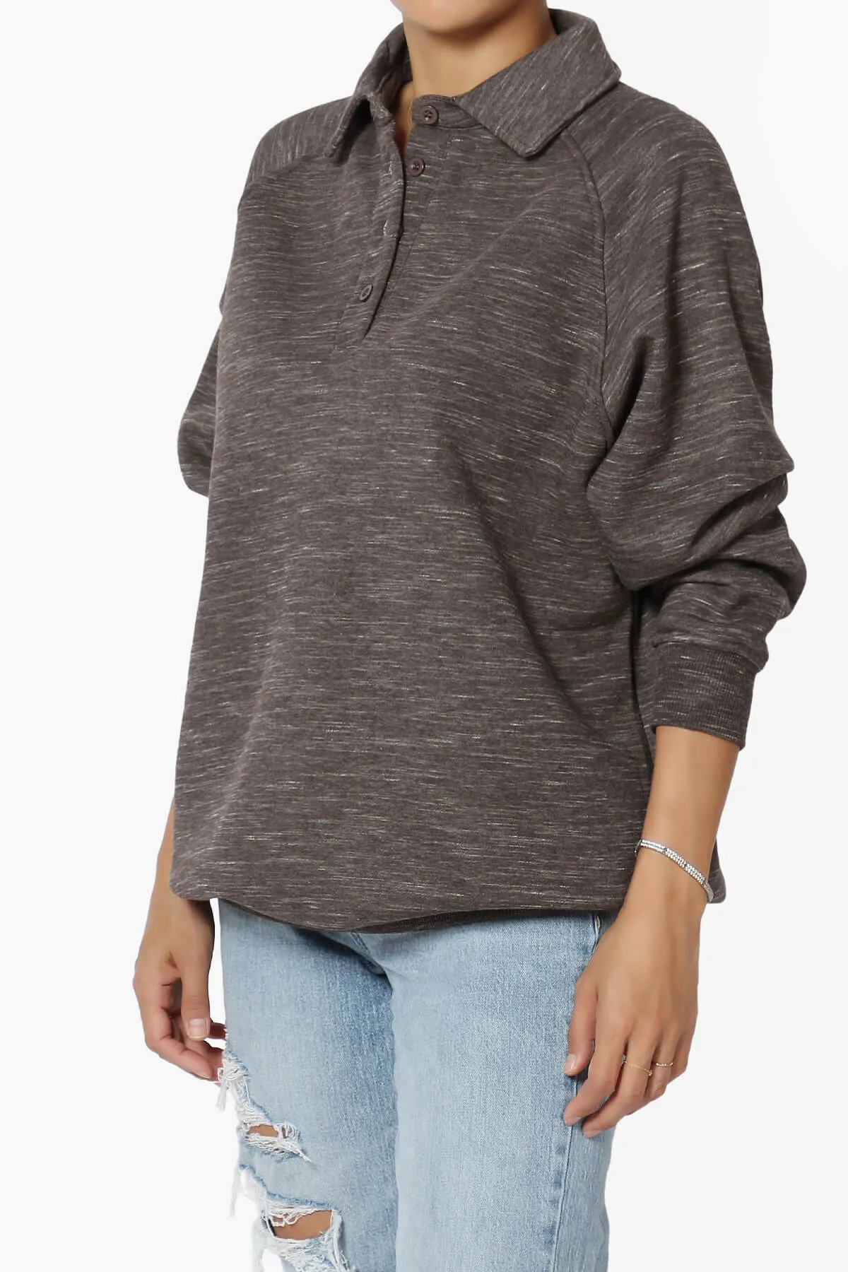 Avianna Oversized Fleece Polo Sweatshirt PLUS