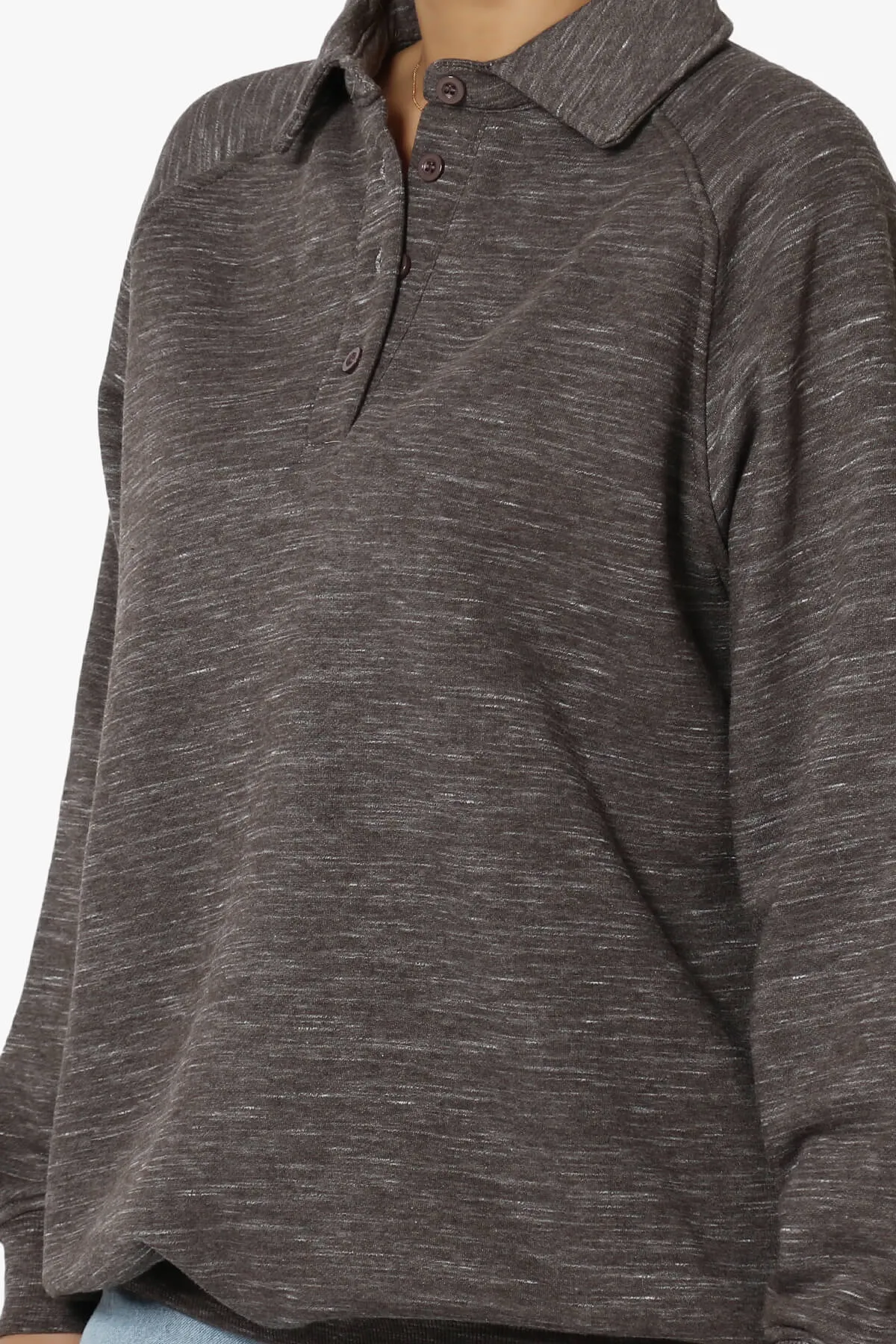 Avianna Oversized Fleece Polo Sweatshirt PLUS