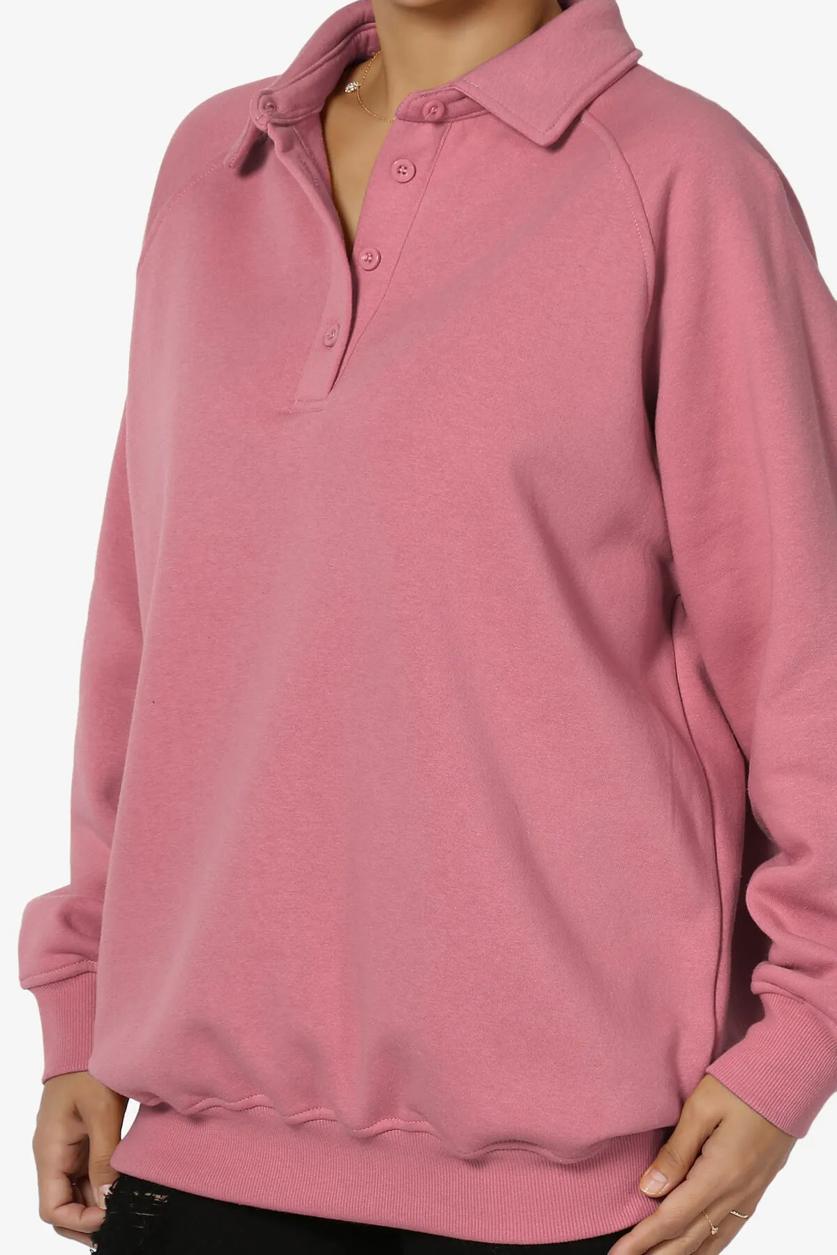 Avianna Oversized Fleece Polo Sweatshirt PLUS
