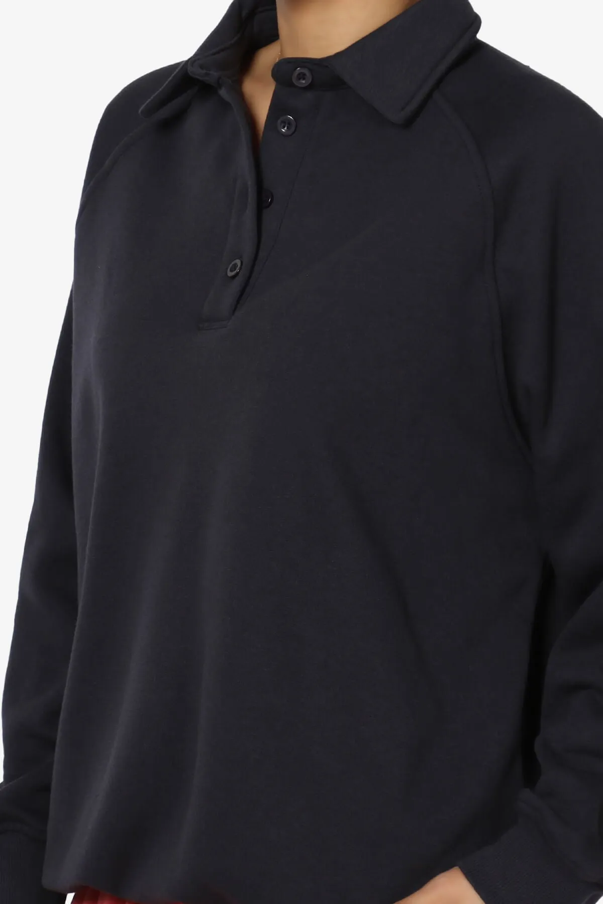 Avianna Oversized Fleece Polo Sweatshirt PLUS