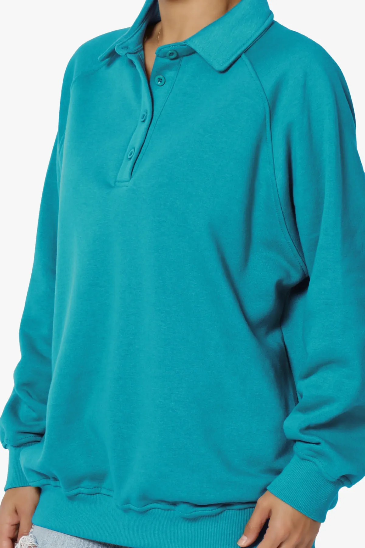 Avianna Oversized Fleece Polo Sweatshirt PLUS
