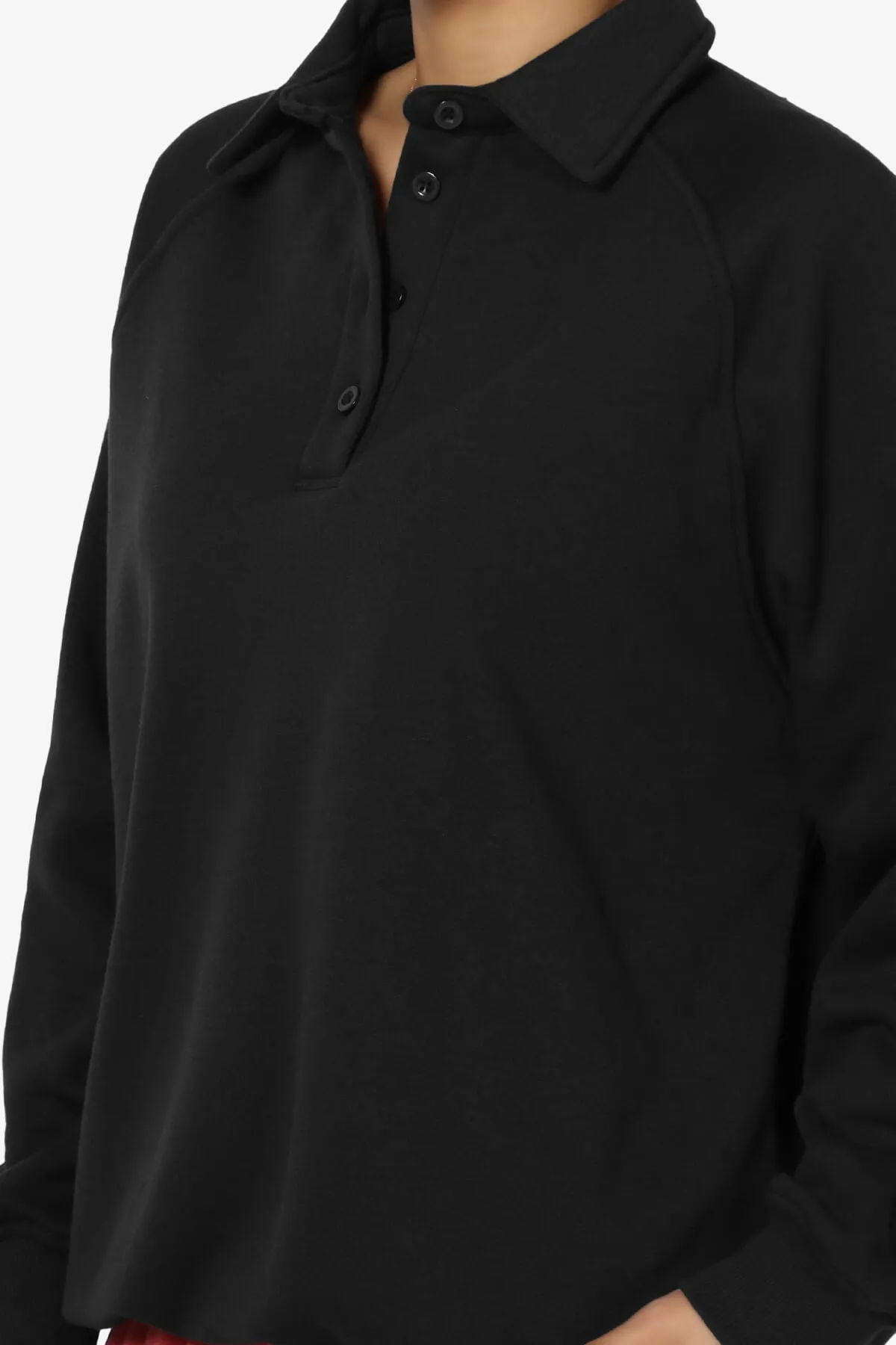 Avianna Oversized Fleece Polo Sweatshirt PLUS