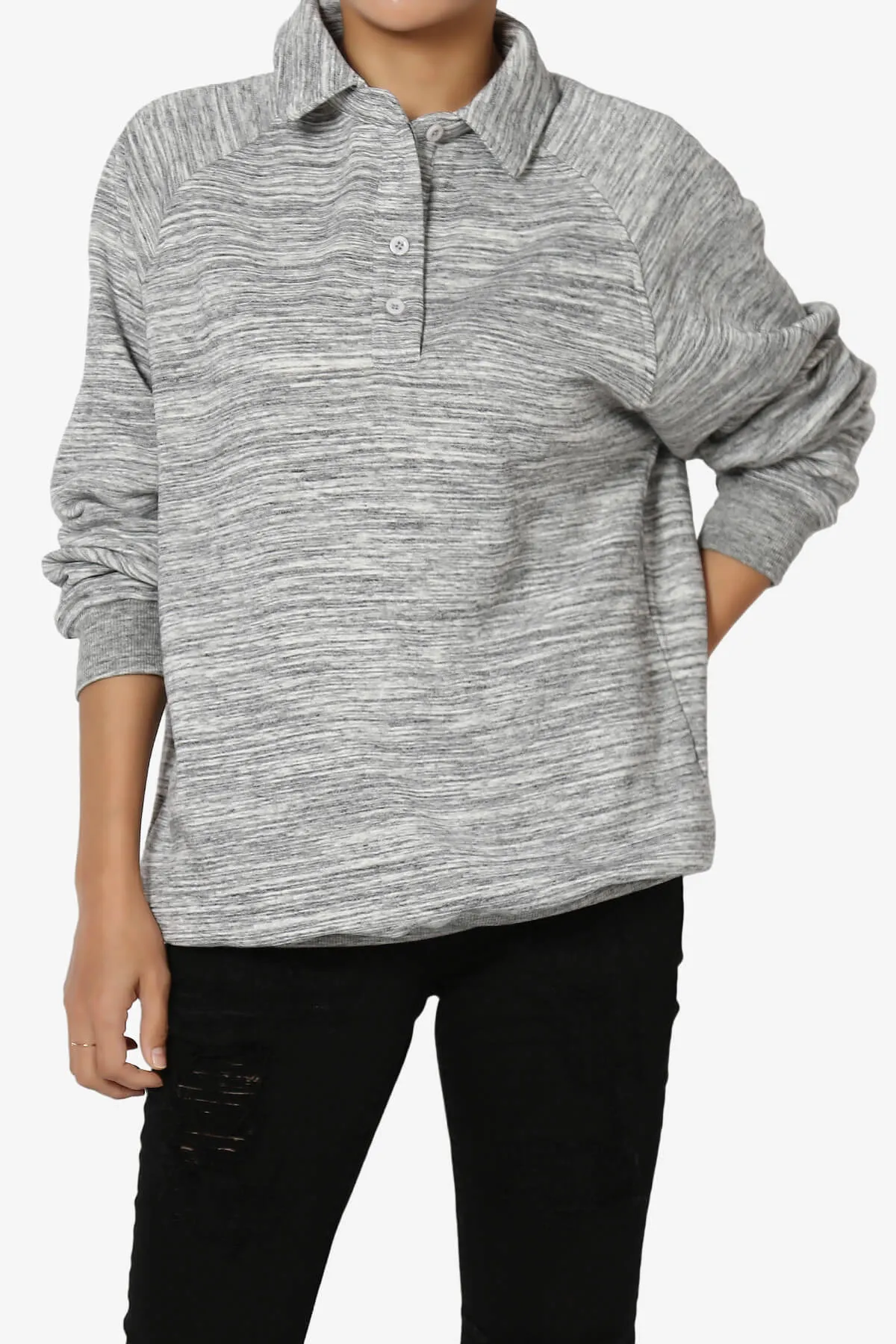 Avianna Oversized Fleece Polo Sweatshirt PLUS