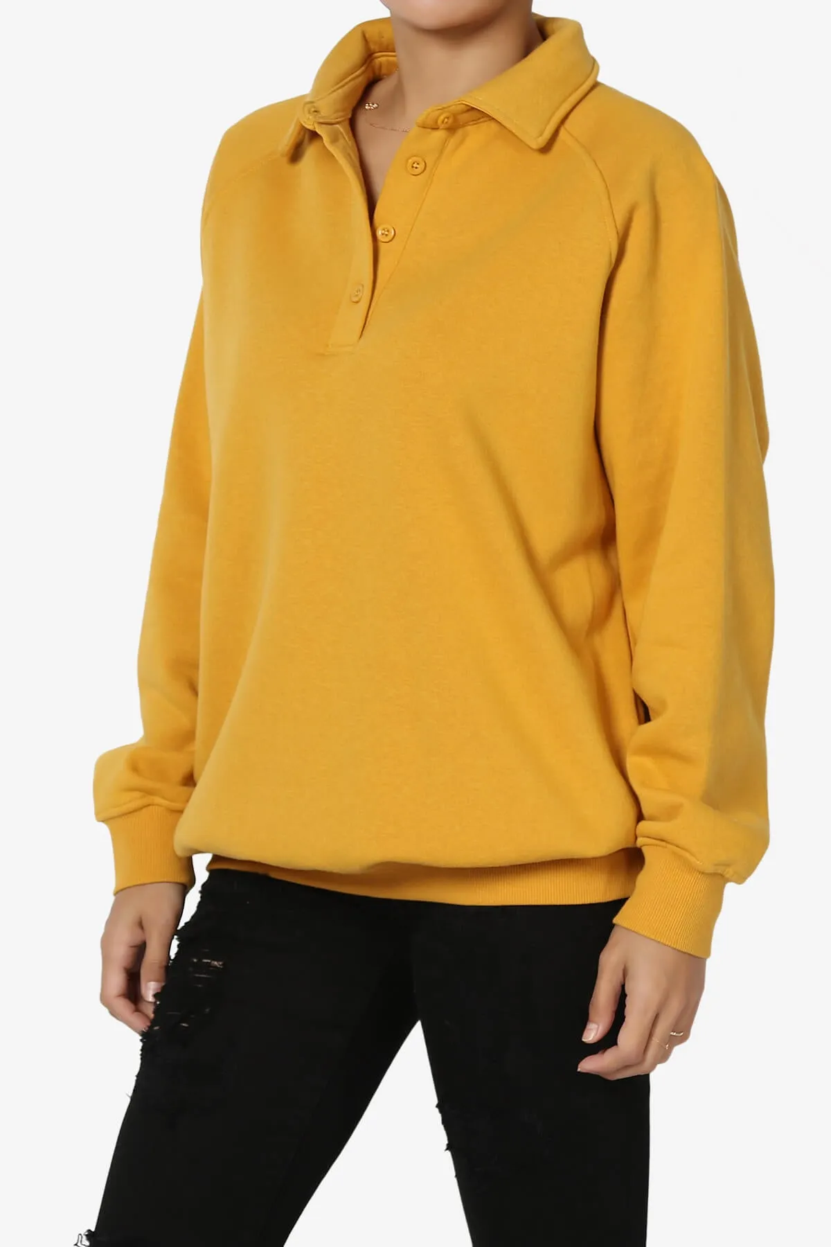 Avianna Oversized Fleece Polo Sweatshirt PLUS