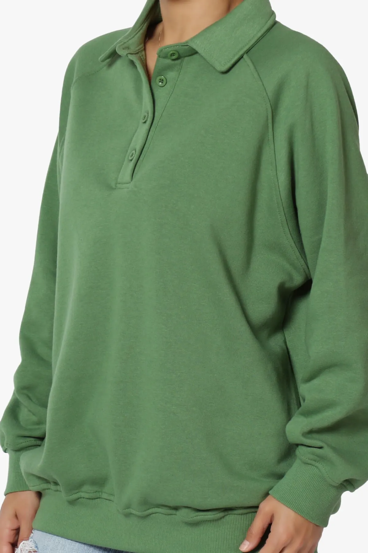 Avianna Oversized Fleece Polo Sweatshirt PLUS