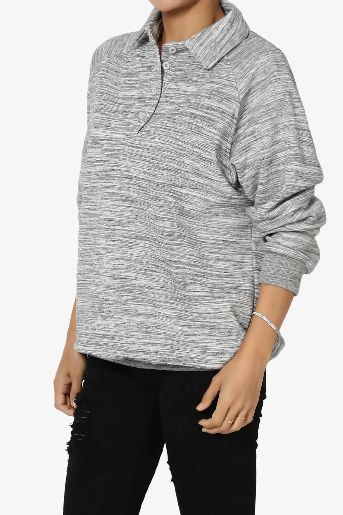 Avianna Oversized Fleece Polo Sweatshirt PLUS