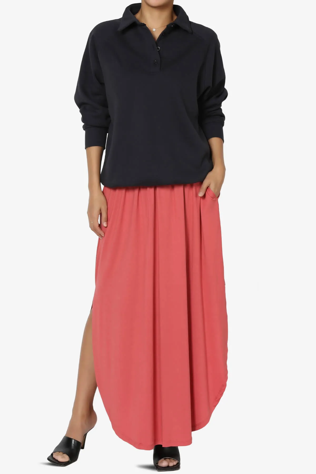 Avianna Oversized Fleece Polo Sweatshirt PLUS