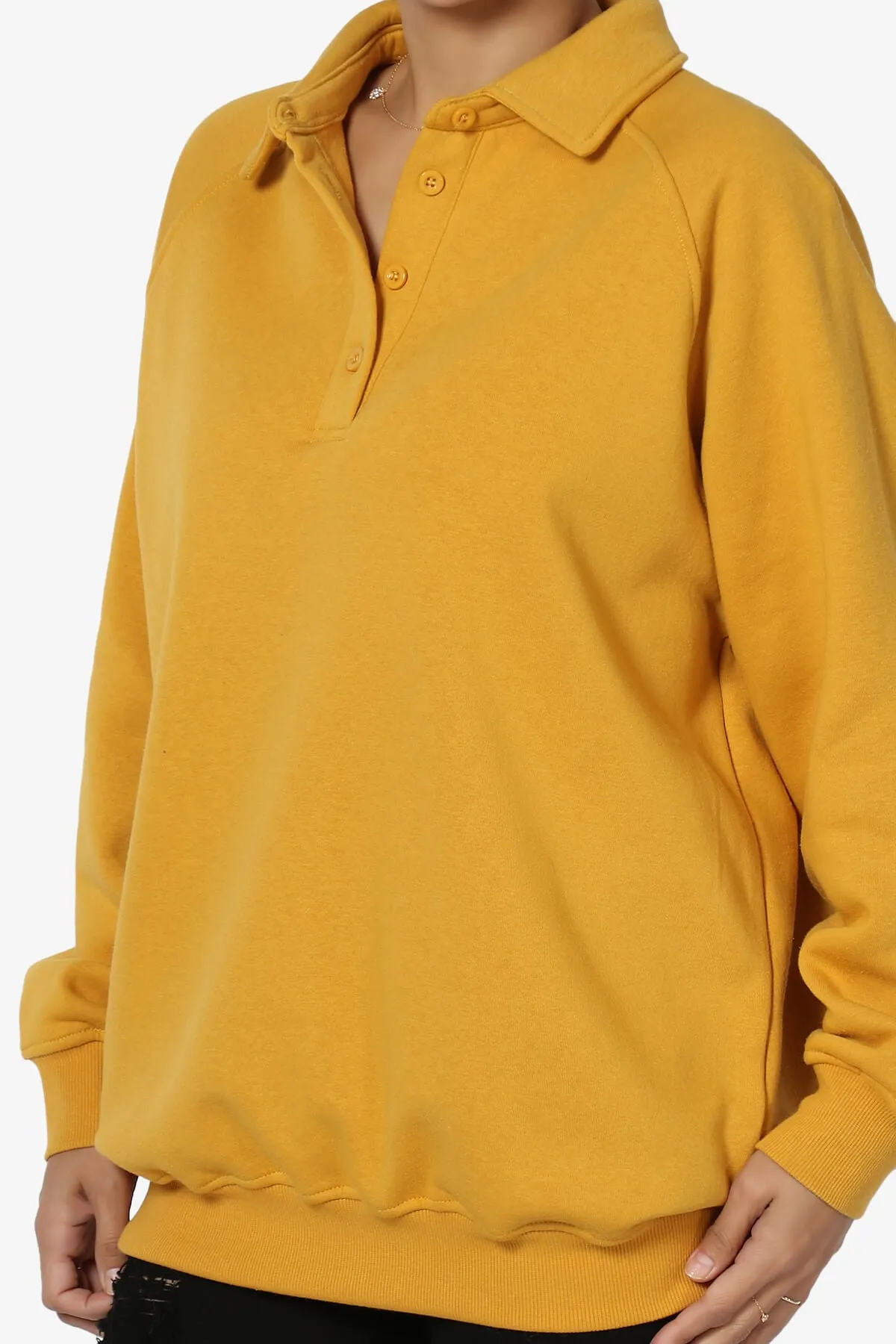 Avianna Oversized Fleece Polo Sweatshirt PLUS