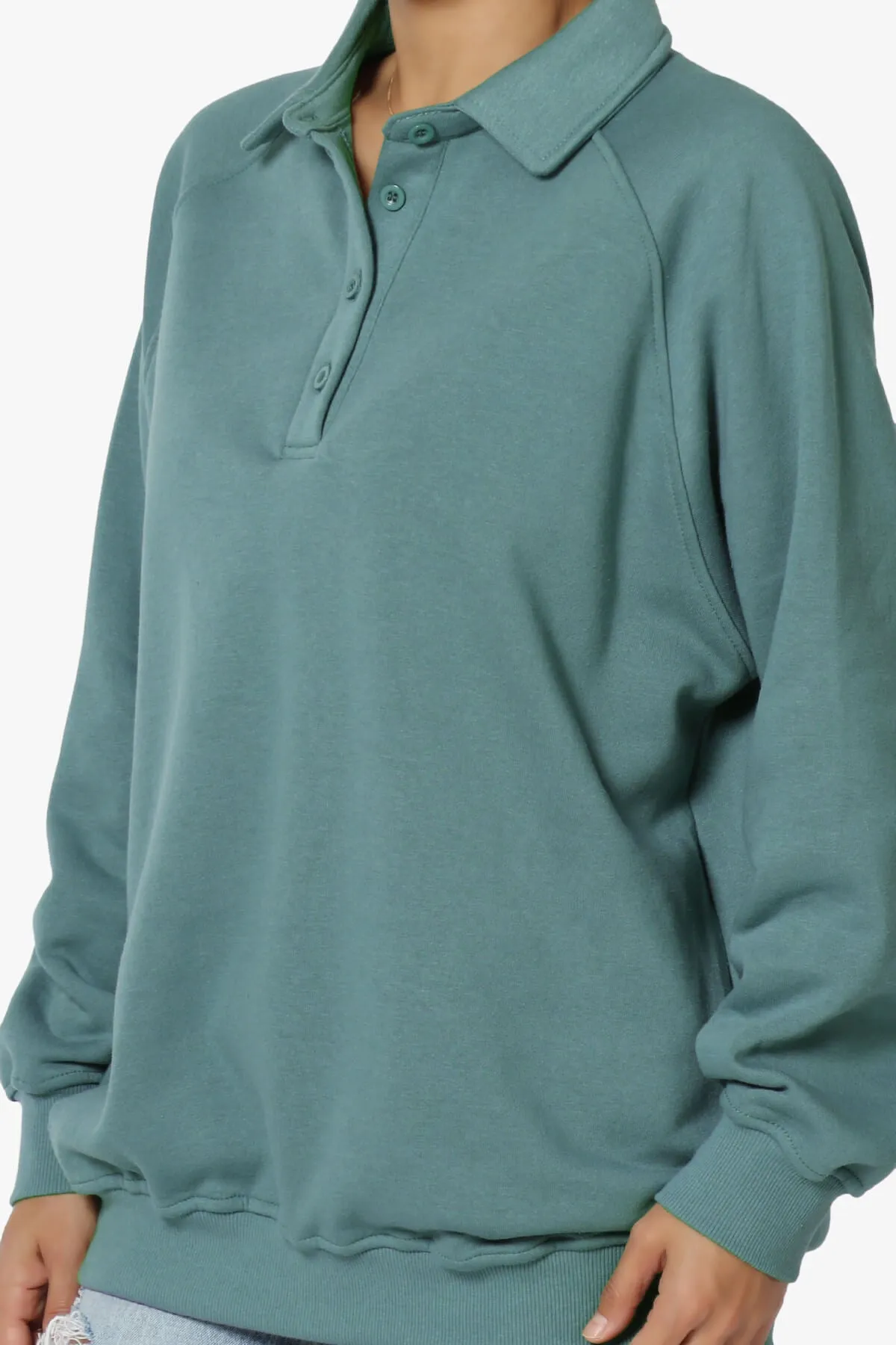Avianna Oversized Fleece Polo Sweatshirt PLUS