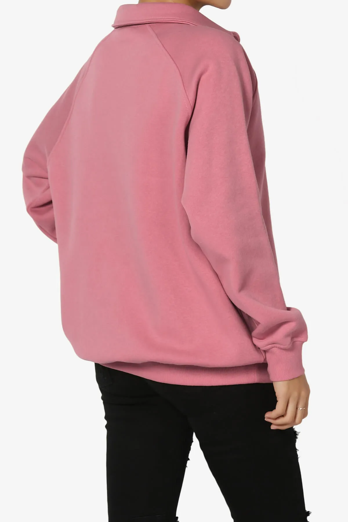Avianna Oversized Fleece Polo Sweatshirt PLUS