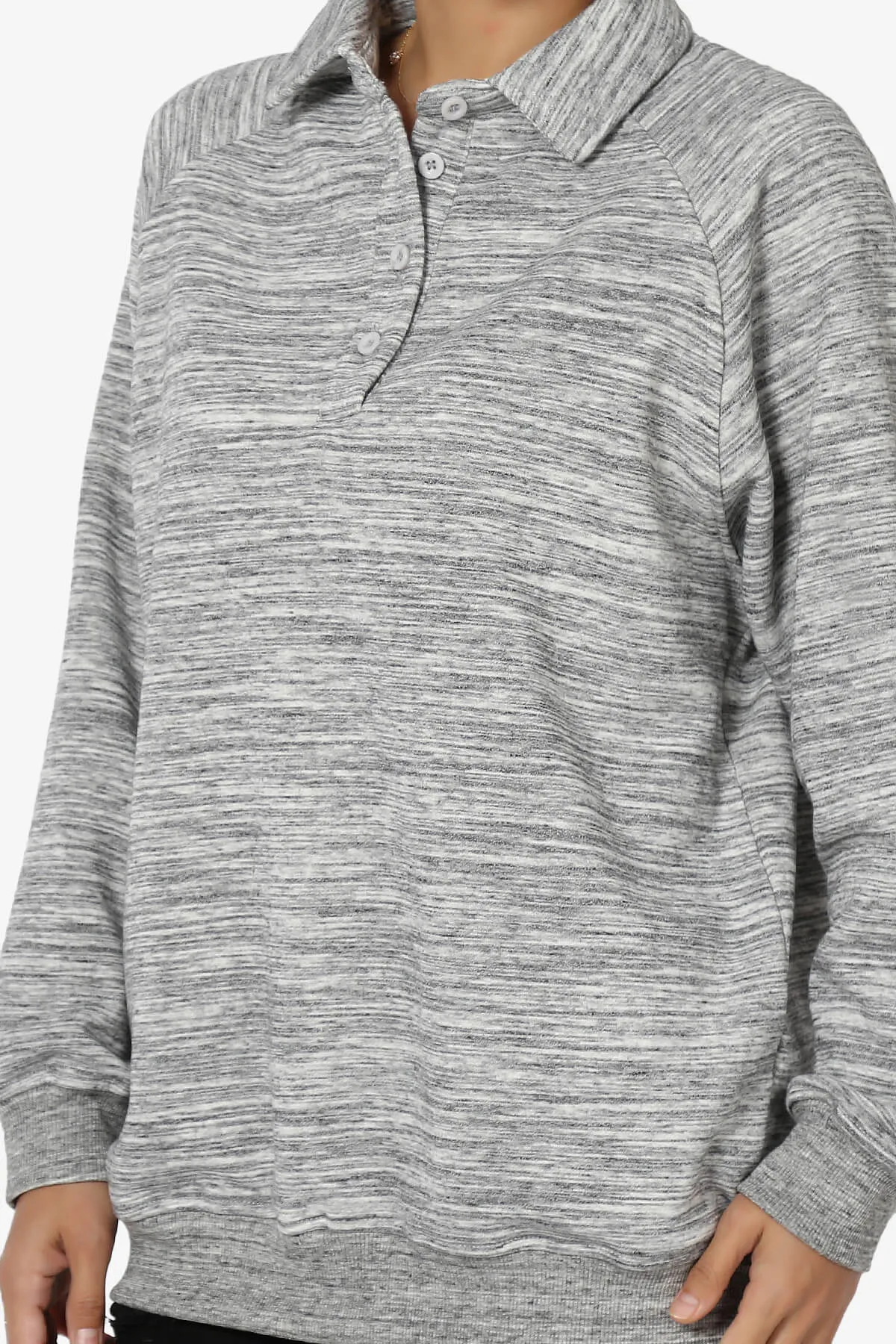 Avianna Oversized Fleece Polo Sweatshirt PLUS