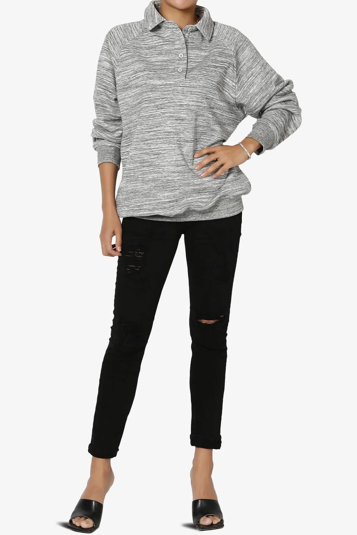 Avianna Oversized Fleece Polo Sweatshirt PLUS