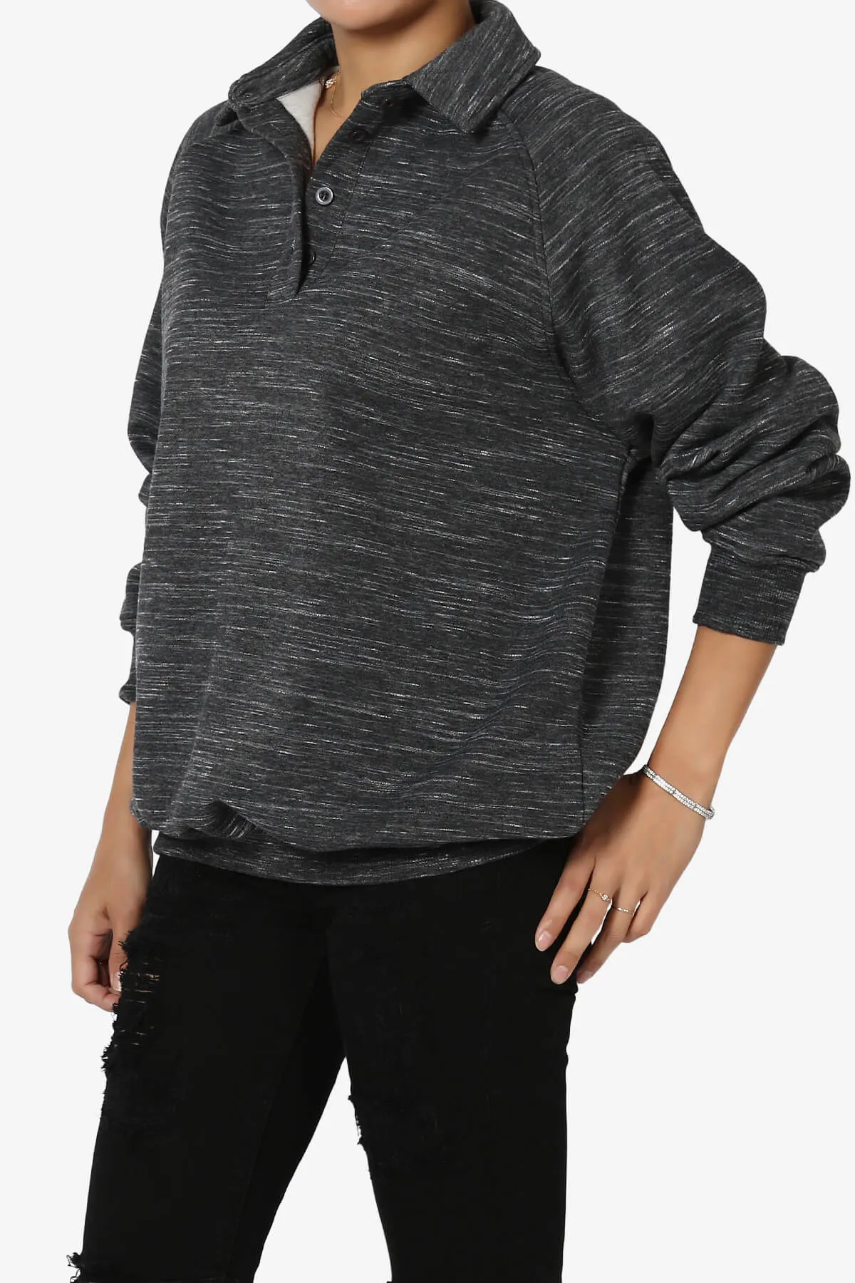 Avianna Oversized Fleece Polo Sweatshirt PLUS