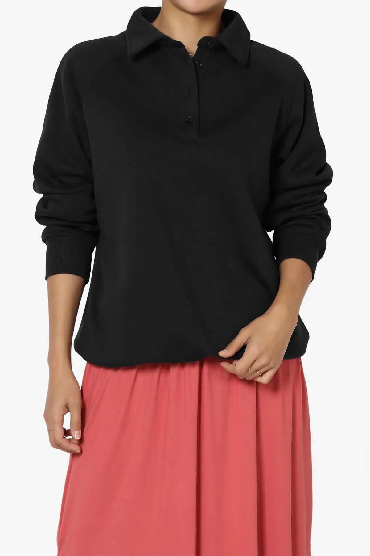 Avianna Oversized Fleece Polo Sweatshirt PLUS