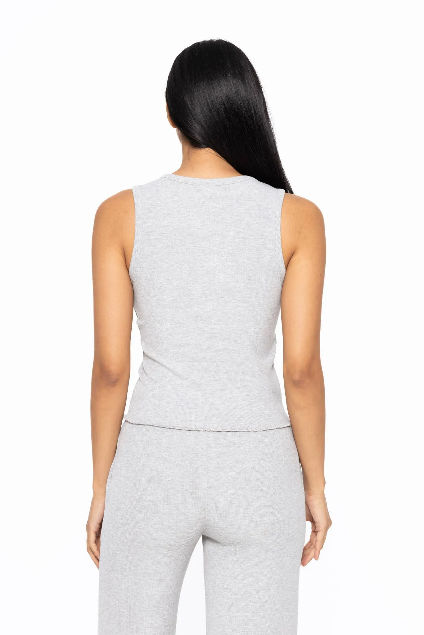 Bamboo Blend Henley Ribbed Tank Top