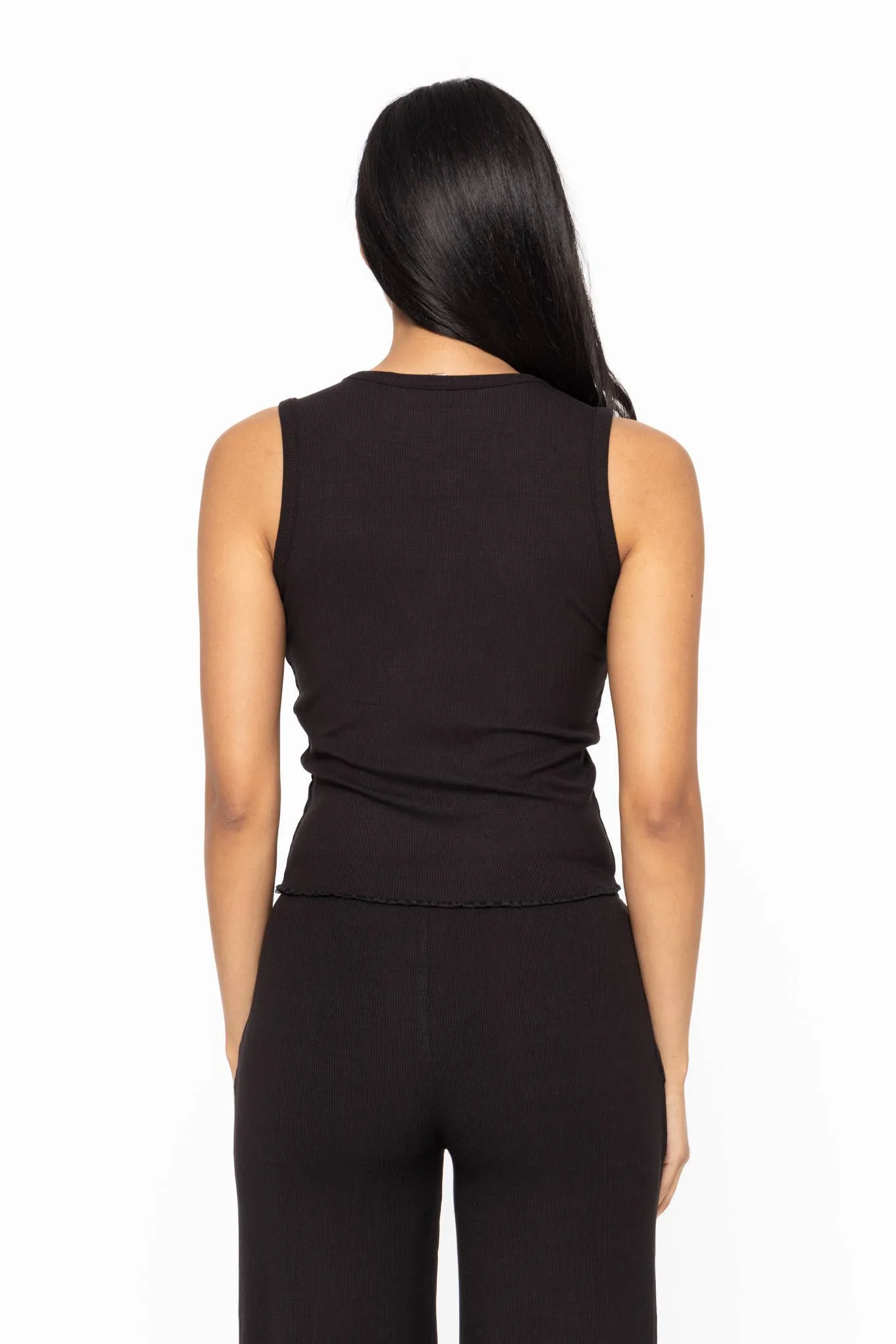 Bamboo Blend Henley Ribbed Tank Top