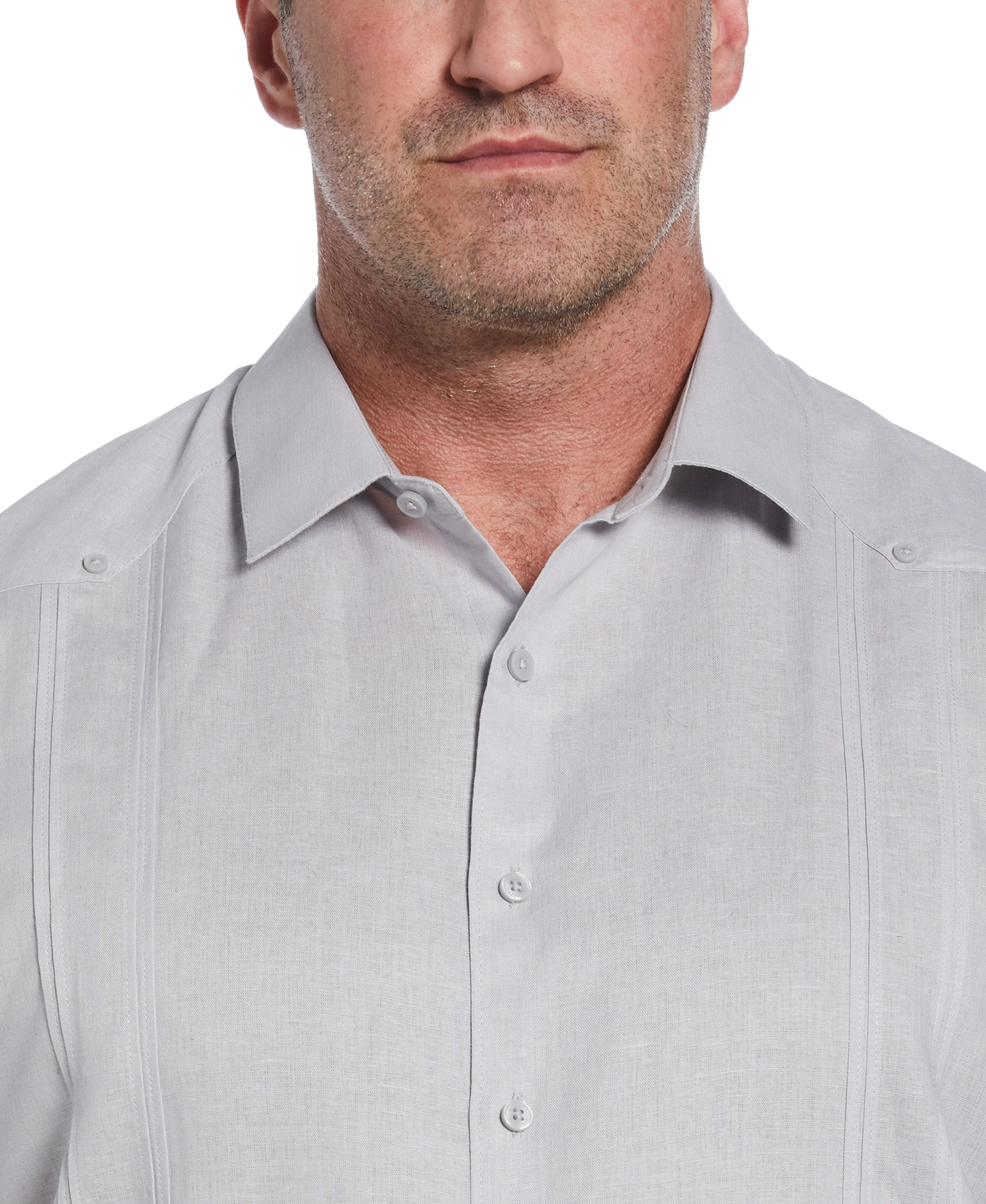 Big & Tall Linen Blend No Pocket Guayabera Shirt