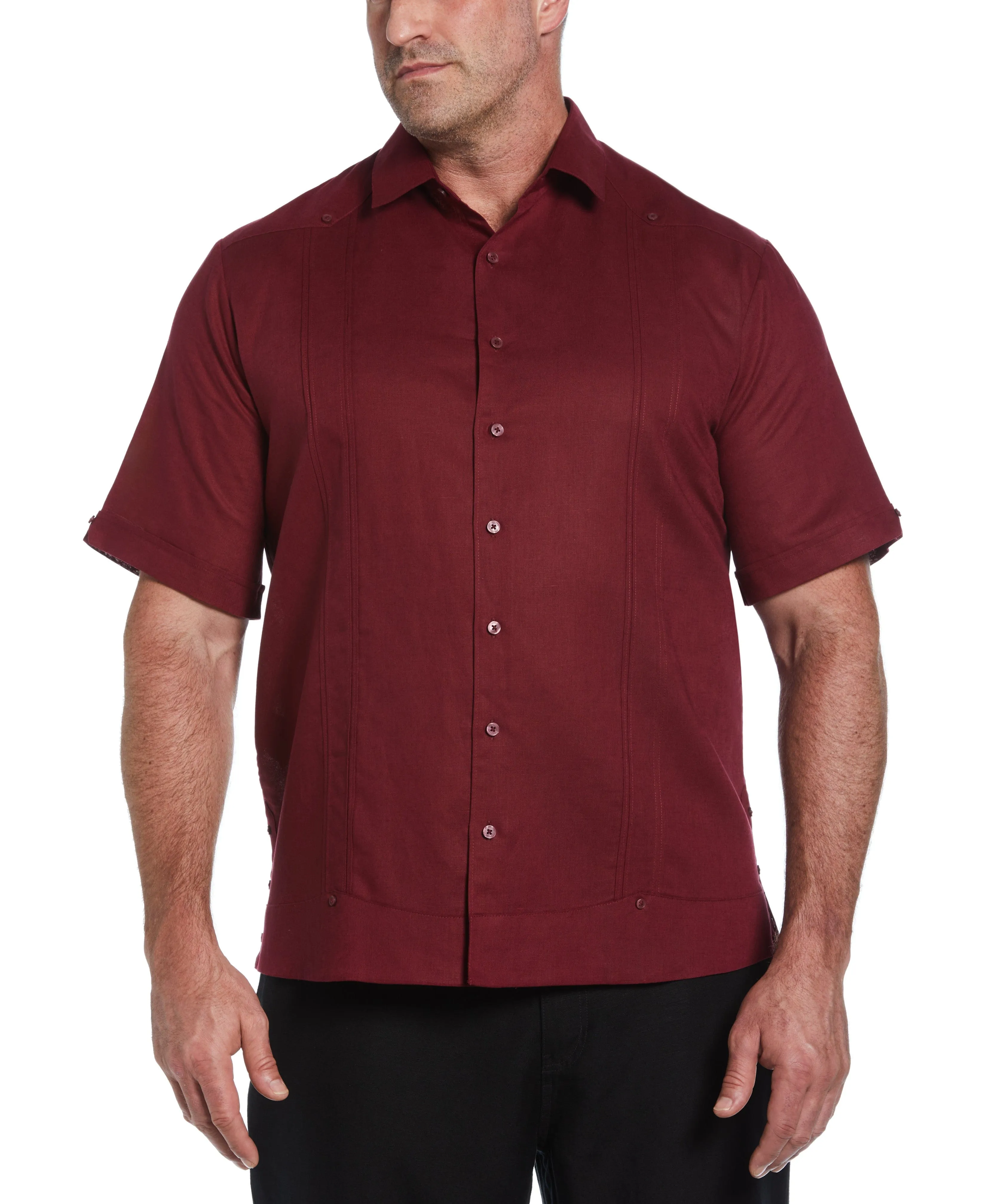 Big & Tall Linen Blend No Pocket Guayabera Shirt