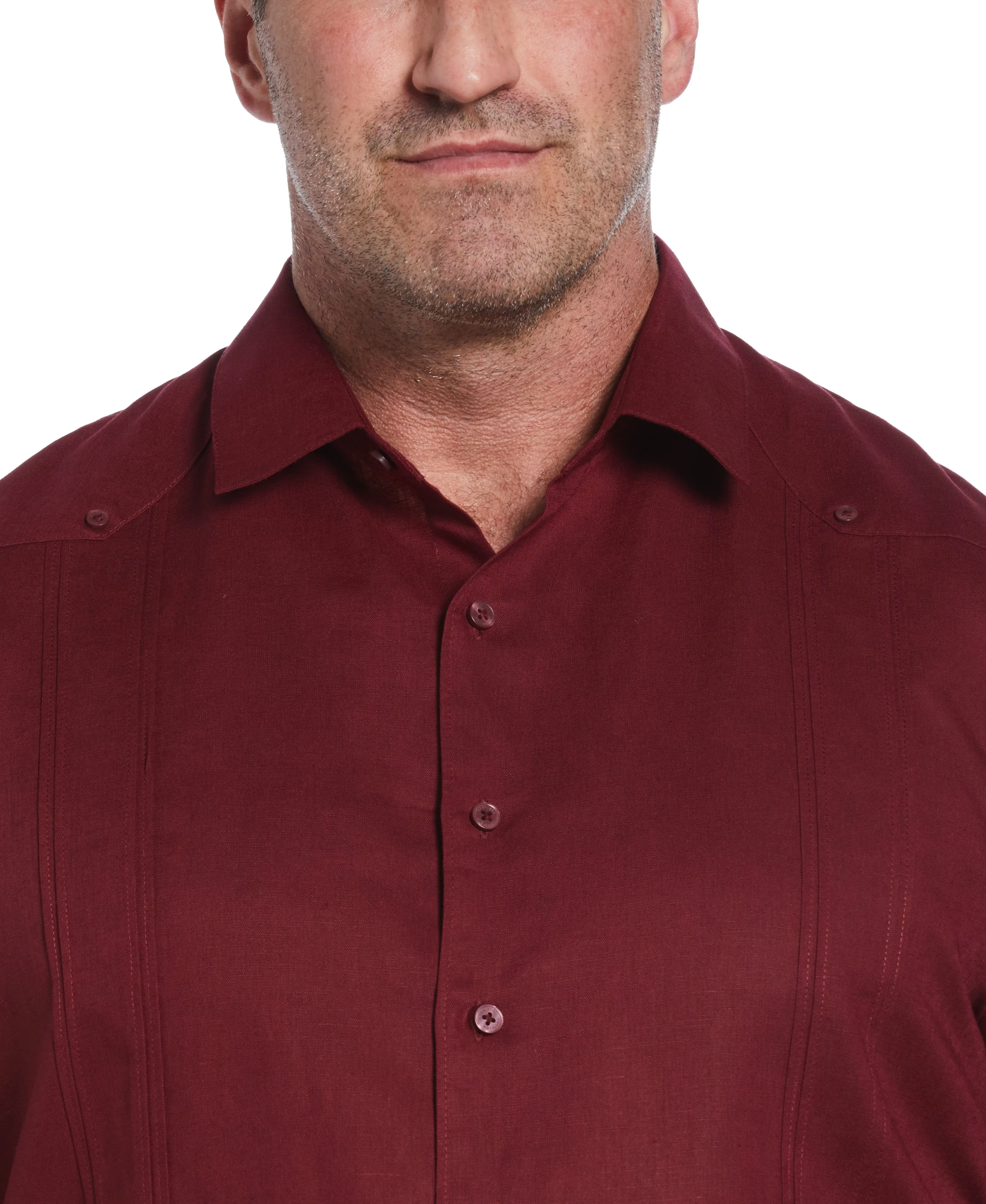 Big & Tall Linen Blend No Pocket Guayabera Shirt