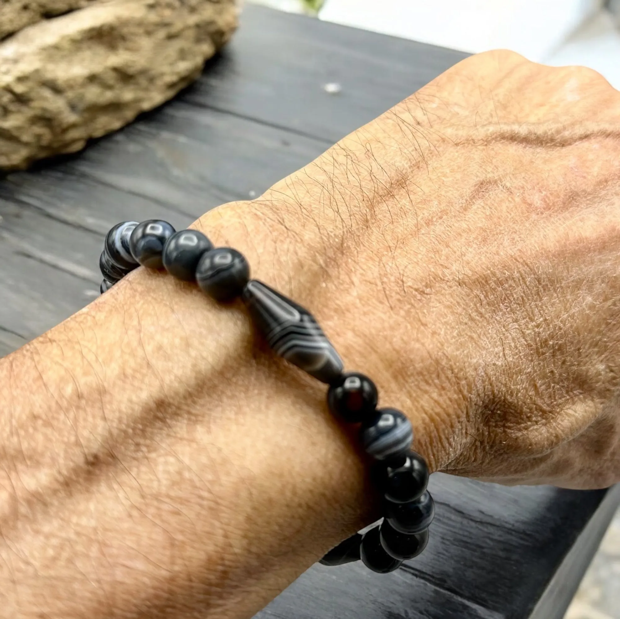 Black Banded Agate Bracelet