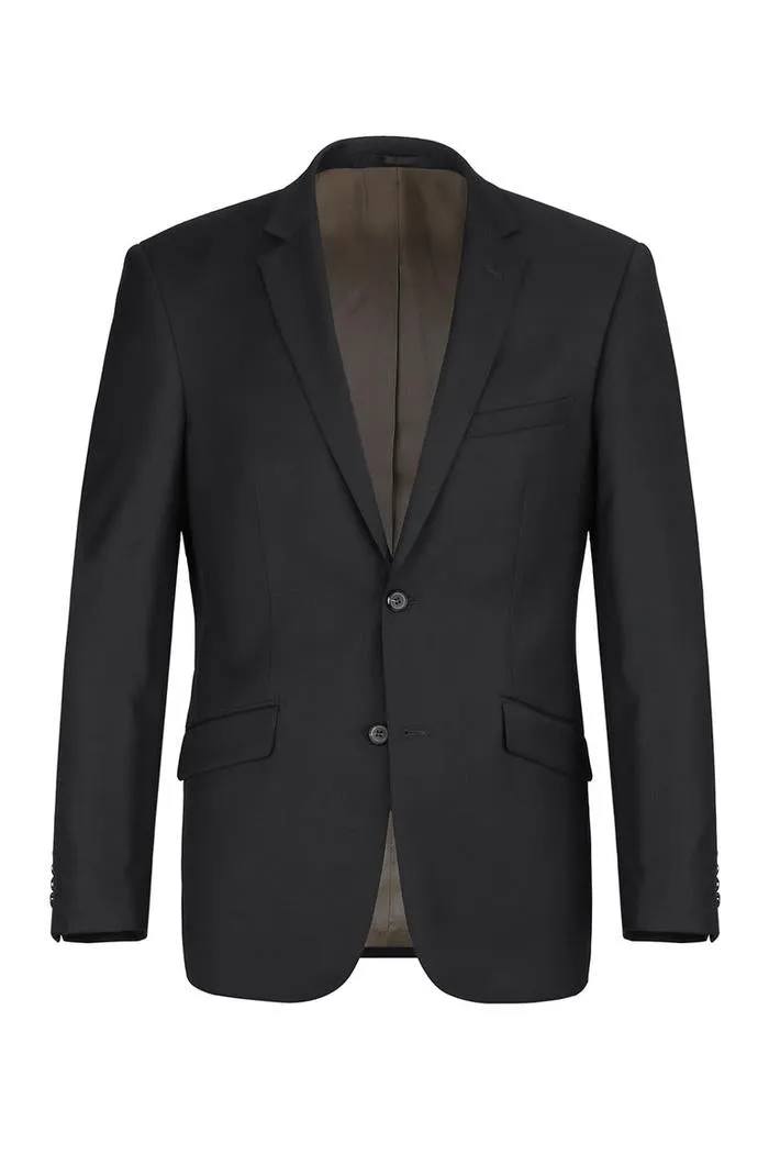 Black Solid 2-Button Notch Suit (2-Piece Set)