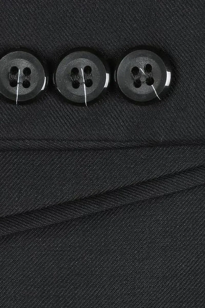 Black Solid 2-Button Notch Suit (2-Piece Set)