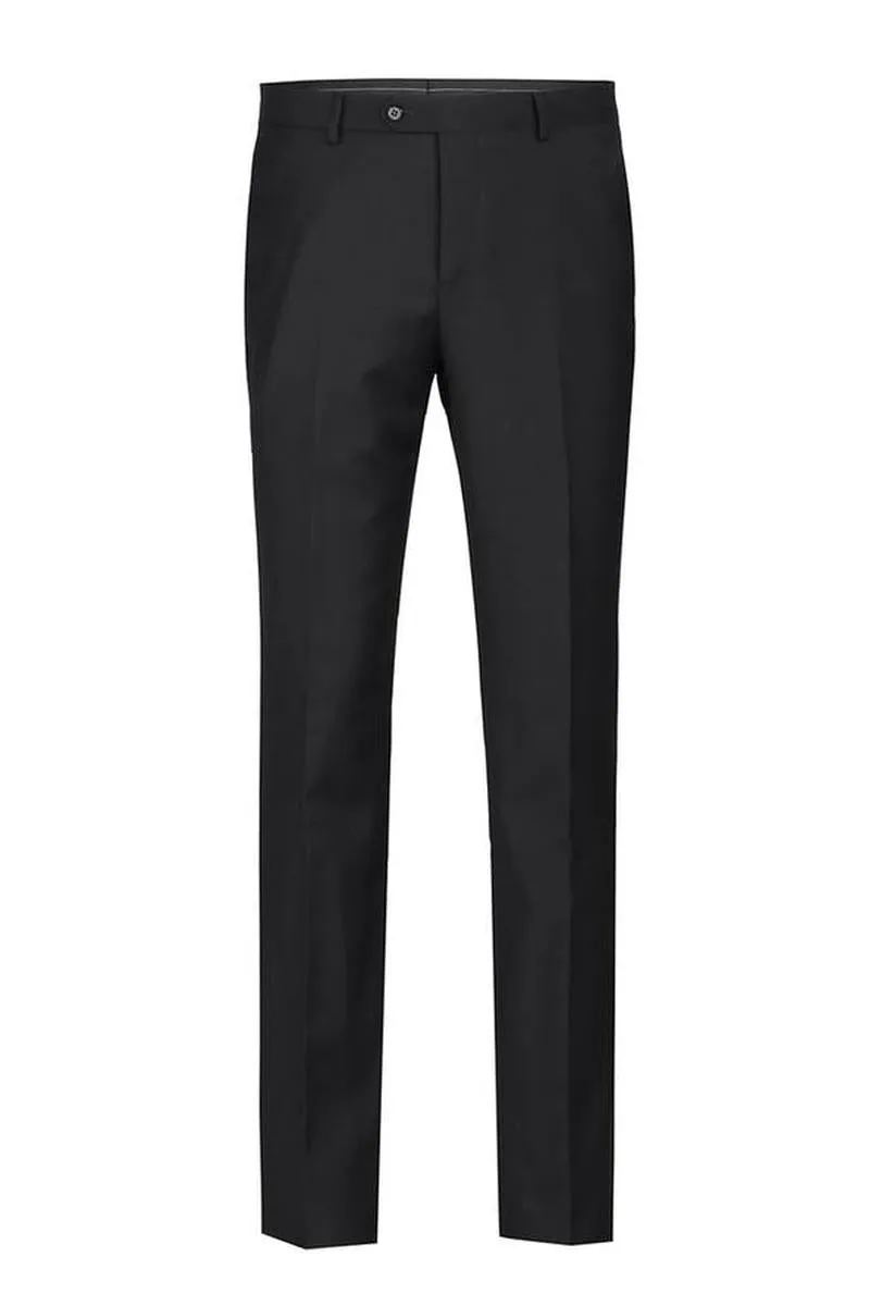Black Solid 2-Button Notch Suit (2-Piece Set)