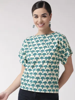 Blue Abstract Print Top