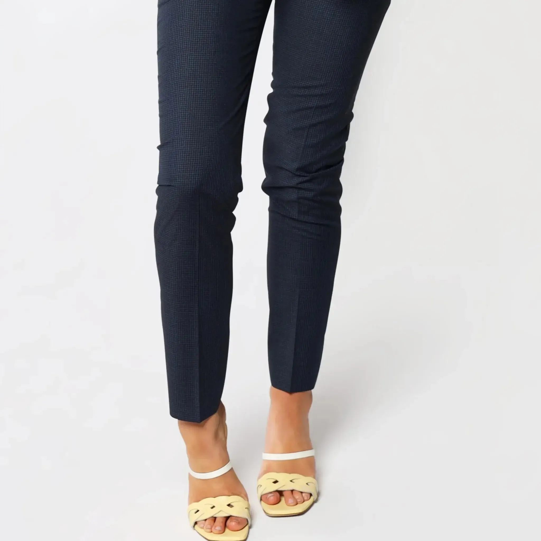 Blue Checked Italian Wool Tailored Women's Pants